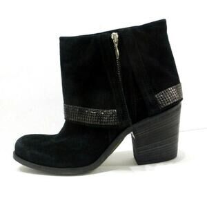 Black Suede Booties Metal Studded Bling  Italian Barneys CO-OP Boots